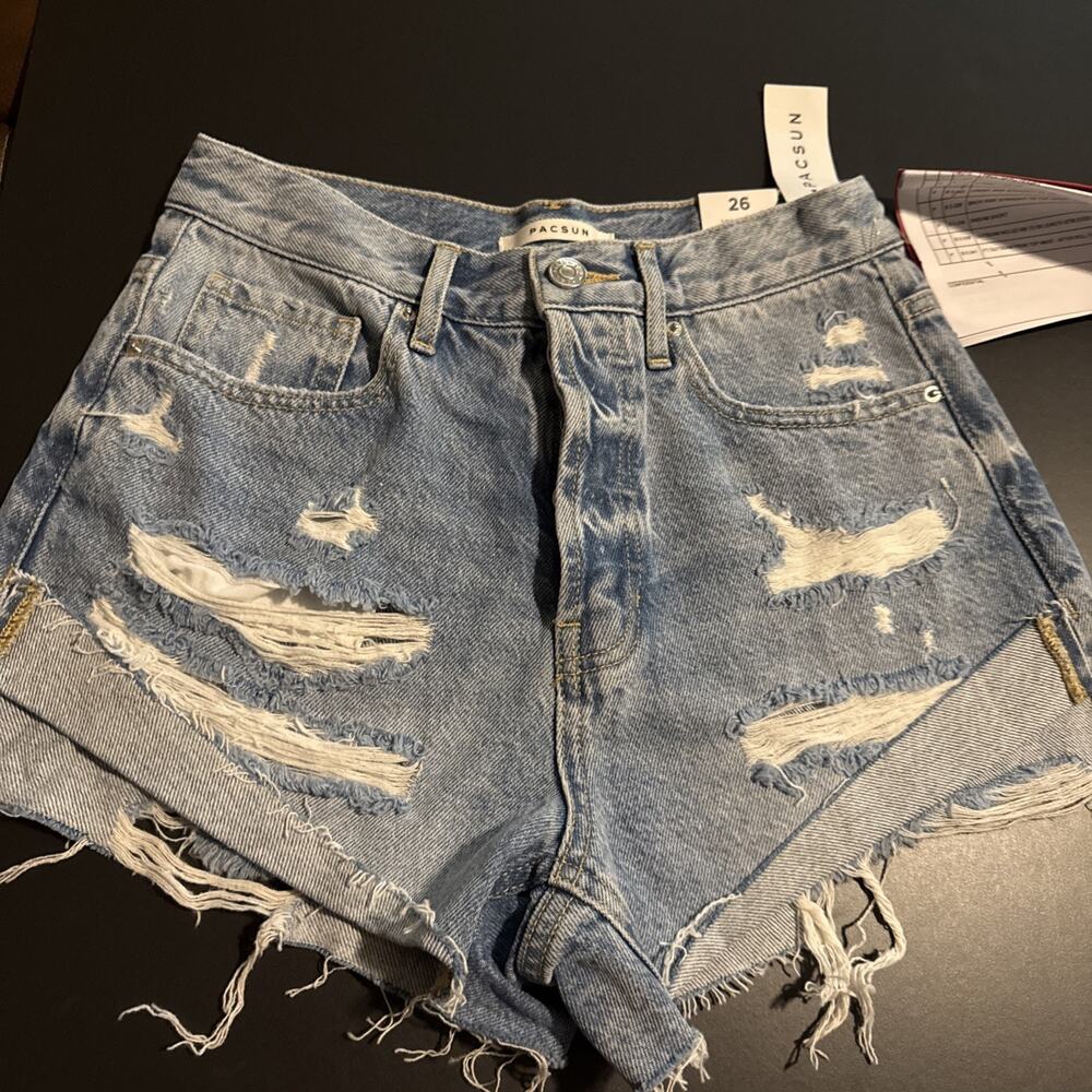 PacSun Womens /Jr Jeans Shorts Vintage High Rise . Size 26 Annabelle Button fly